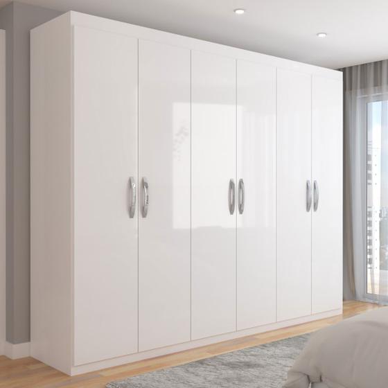 Guarda-Roupa Casal Capela 6 Portas 2 Gavetas Branco - Panorama Móveis Menor preço em Guarda-Roupa Casal Capela 6 Portas 2 Gavetas Branco - Panorama Móveis