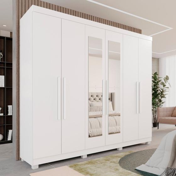 Imagem de Guarda-Roupa Casal Casal 6 Portas 3 Gavetas com Espelho com Pés Roma Espresso Móveis