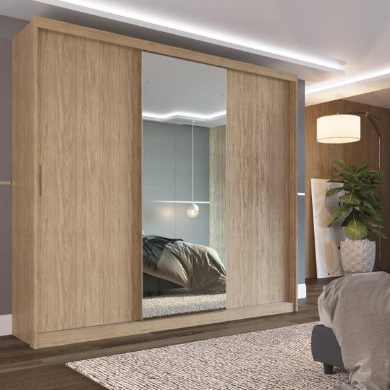 Imagem de Guarda Roupa Casal com 3 Portas e 1 com 4 Espelhos 100% MDF London Yescasa