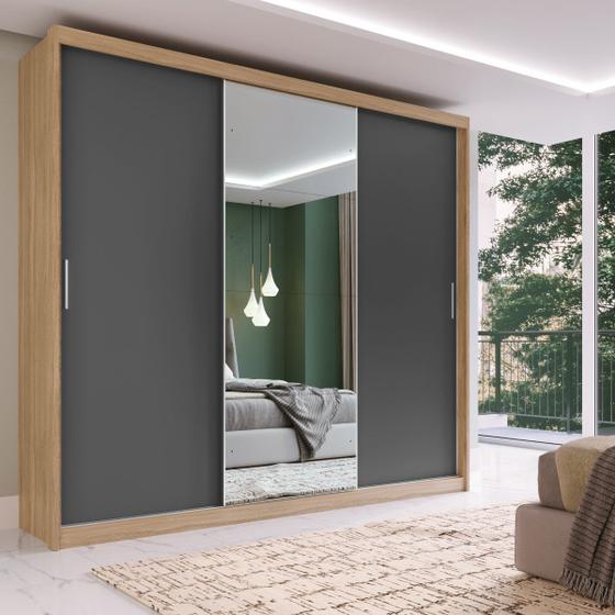 Imagem de Guarda Roupa Casal com 3 Portas e 1 com 4 Espelhos 100% MDF London Yescasa