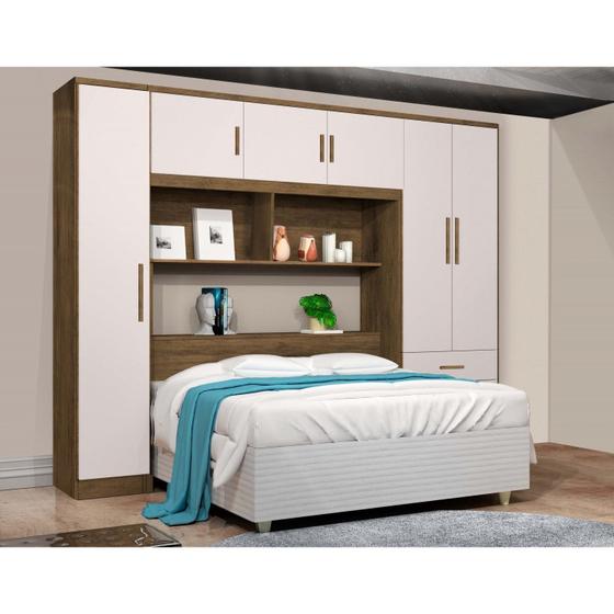 Guarda Roupa Casal com Cabeceira 6 Portas 3 Gavetas Top Cancun - J&A Móveis Imagem de Guarda Roupa Casal com Cabeceira 6 Portas 3 Gavetas Top Cancun