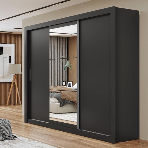 Guarda-Roupa Casal com Espelho 3 Portas 4 Gavetas 185,5cm Viena Yescasa Imagem de Guarda-Roupa Casal com Espelho 3 Portas 4 Gavetas 185,5cm Viena Yescasa