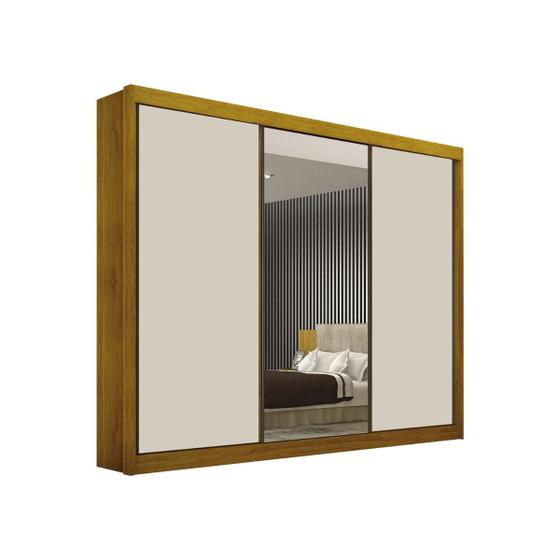 Imagem de Guarda Roupa Casal Com Espelho 3 Portas Correr 6 Gavetas 100% MDF São Paulo - Leifer