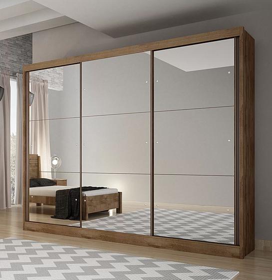 Guarda-Roupa Casal com Espelho Portas de Correr Gavetas Grand