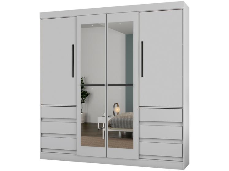 Guarda-roupa Casal com Espelho 4 Portas 6 Gavetas Araplac Atraente Sofia