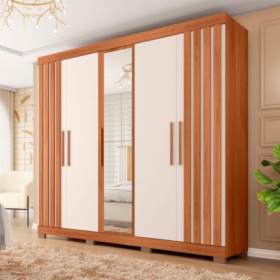 Imagem de Guarda-roupa Casal com Espelho 5 Portas 2 Gavetas Sophia Lux Espresso Móveis