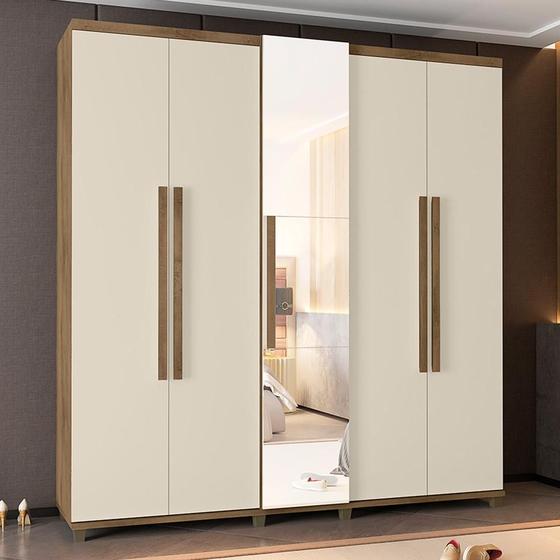 Guarda Roupa Casal Com Espelho 5 Portas 3 Gavetas Com Pés Austria RV ...