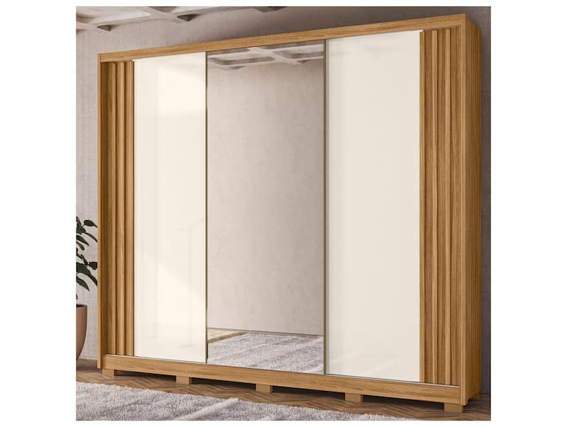 Guarda Roupa Casal Com Espelho 6 Gavetas 3 Portas Moval Moveis Inspiracao Arizona