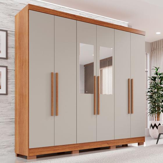 Guarda-roupa Casal com Espelho 6 Portas 2 Gavetas França - Espresso Móveis Imagem de Guarda-roupa Casal com Espelho 6 Portas 2 Gavetas França