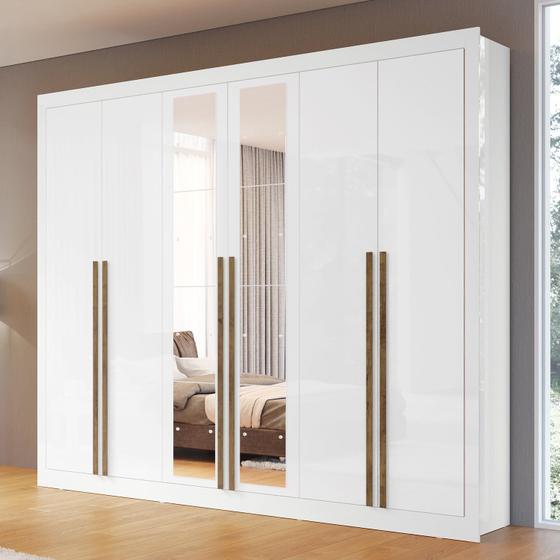 Guarda-roupa Casal com Espelho Portas Gavetas Alpes Espresso
