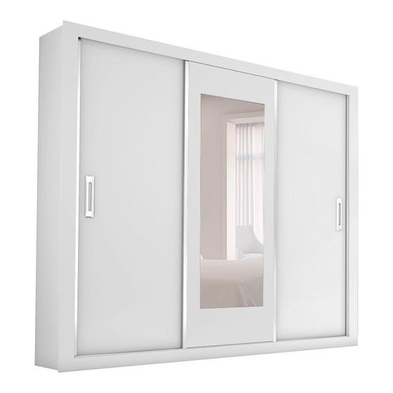 Imagem de Guarda-Roupa Casal com Espelho Bahia Flex 3PT 4GV Branco e Preto