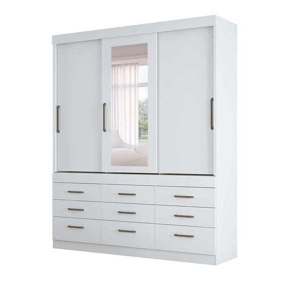 Imagem de Guarda-Roupa Casal com Espelho Click 3 PT 9 GV Branco