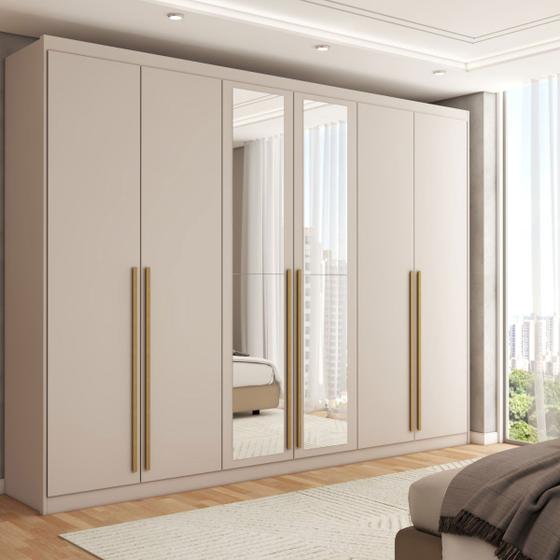Imagem de Guarda-Roupa Casal Córdoba  6 Portas 6 Gavetas 100% Mdf com Espelho Fendi - Panorama Móveis