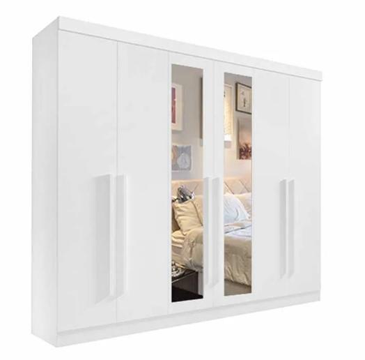 Imagem de Guarda Roupa Casal Da Vinci Plus 6 Portas Com Espelho 100 % MDF D Doro Móveis - Branco