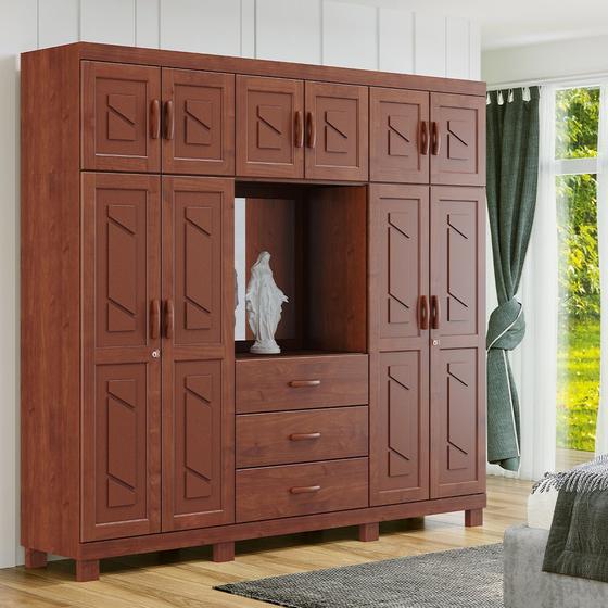 Imagem de Guarda Roupa Casal Decorativo Alonso Madeira 10 Portas Com Capela Imbúia G74 - Gran Belo