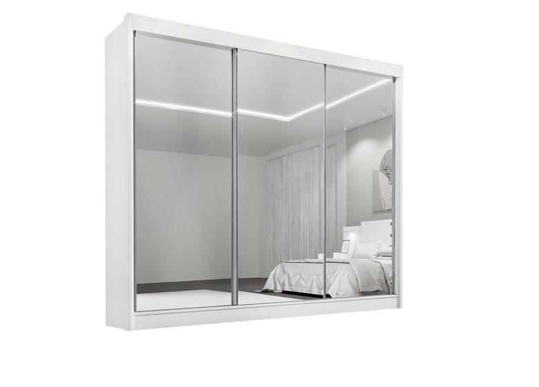 Imagem de Guarda Roupa Casal Dubai 3 Portas Espelhadas 6 Gavetas 100% MDF D Doro Móveis- Branco