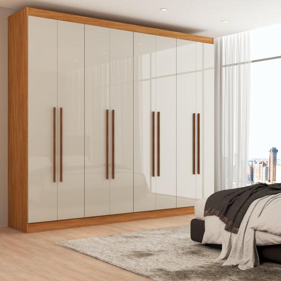 Guarda-Roupa Casal Ele e Ela 8 Portas 8 Prateleiras Cinamomo/Off White - Panorama Móveis Menor preço em Guarda-Roupa Casal Ele e Ela 8 Portas 8 Prateleiras Cinamomo/Off White - Panorama Móveis