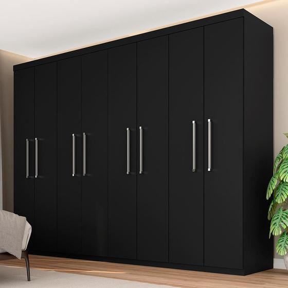 Guarda Roupa Casal Emanuelly 8 Pts 4 Gavetas Preto Menor preço em Guarda Roupa Casal Emanuelly 8 Pts 4 Gavetas Preto