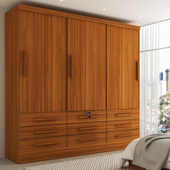Imagem de Guarda-Roupa Casal Fortaleza 3 Portas 9 Gavetas Cinamomo - Panorama Móveis