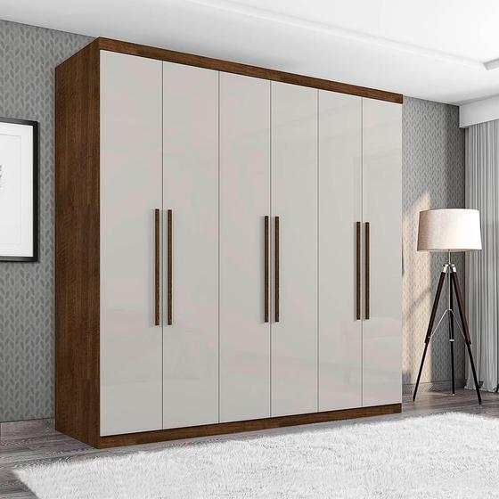 Imagem de Guarda Roupa Casal Grande 6 Portas 100% MDF Malbec Off White Gold Framar