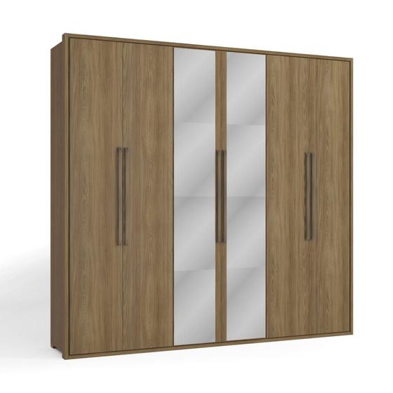 Guarda Roupa Casal Grande Armário Roupeiro 250 cm 6 Portas Espelho 4 Gavetas Quarto Marrom Nogueira Menor preço em Guarda Roupa Casal Grande Armário Roupeiro 250 cm 6 Portas Espelho 4 Gavetas Quarto Marrom Nogueira