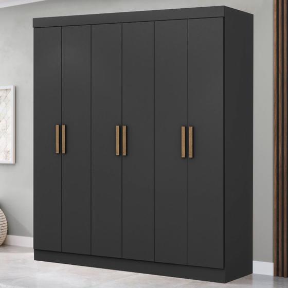 Guarda-Roupa Casal Holanda Portas Gavetas Preto Maxel
