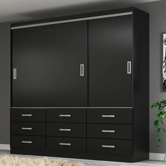 Guarda-Roupa Casal Isabela 3 PT 9 GV Preto Menor preço em Guarda-Roupa Casal Isabela 3 PT 9 GV Preto
