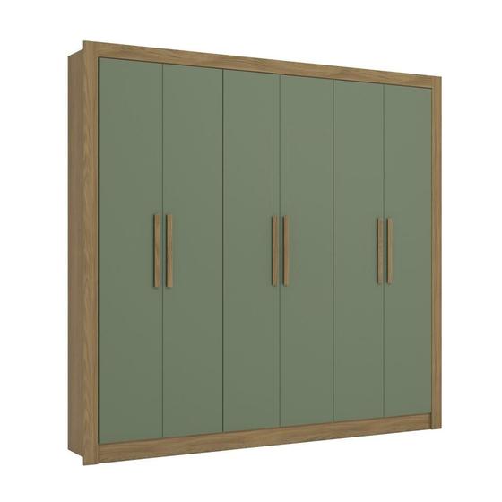 Imagem de Guarda-Roupa Casal Kappesberg 6 Portas 2 Gavetas Marrom Verde Oliva - M569