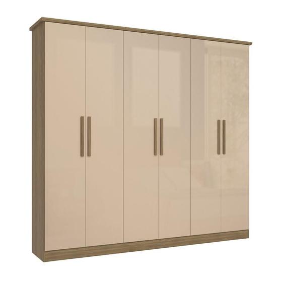 Imagem de Guarda-Roupa Casal Kappesberg 6 Portas 4 Gavetas Marrom Bege - N560