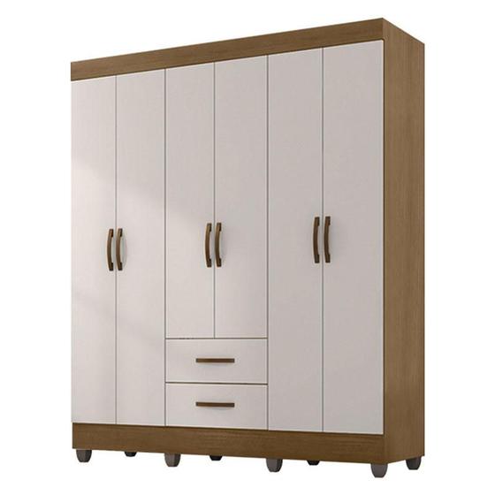 Imagem de Guarda Roupa Casal Lite 6 Portas Nature Off White - Móveis Leão