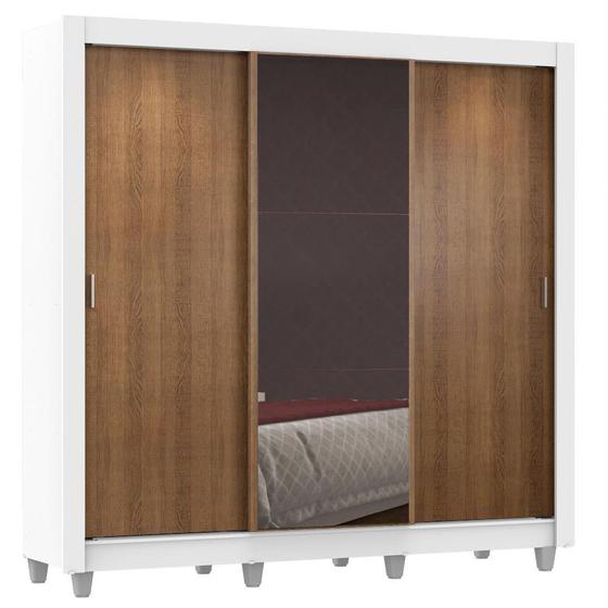 Imagem de Guarda Roupa Casal Madesa Lyon Plus 3 Portas de Correr com Espelho 4 Gavetas com Pés