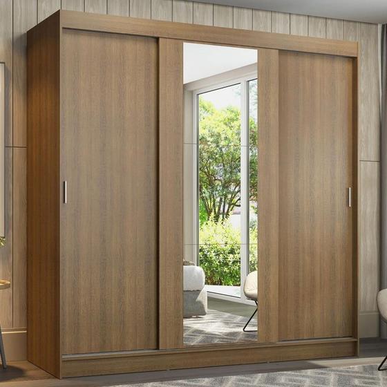 Imagem de Guarda-Roupa Casal Madesa Reno 3 Portas de Correr com Espelho