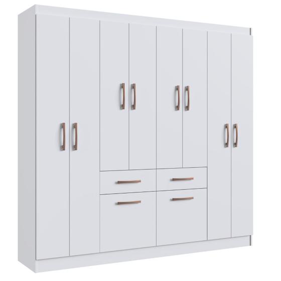 Guarda Roupa Casal MDP 8 Portas 2 Gavetas 2 Basculantes Catalunha Cor: Branco Menor preço em Guarda Roupa Casal MDP 8 Portas 2 Gavetas 2 Basculantes Catalunha Cor: Branco