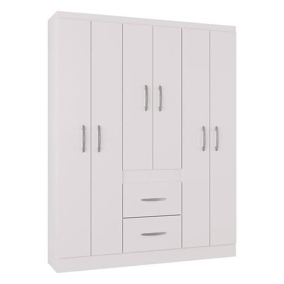 Imagem de Guarda Roupa Casal Milão 6 Portas Branco Brilho  Poquema