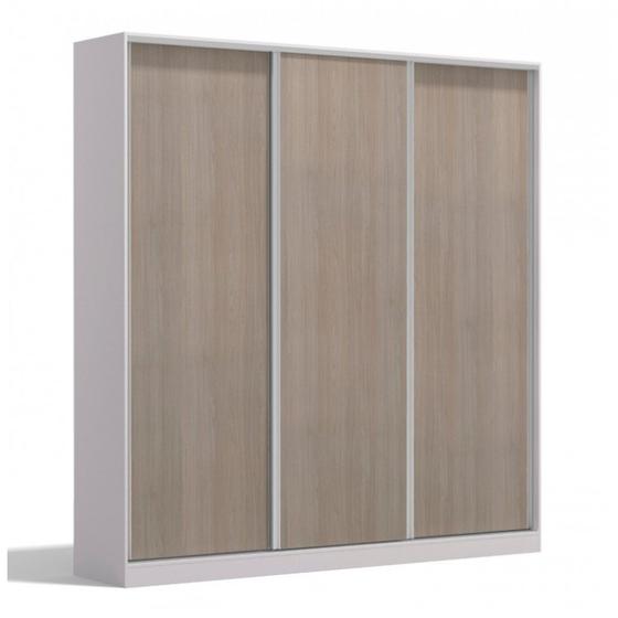 Imagem de Guarda Roupa Casal Modulado 3 Portas de Correr A-2550 L-2450 Kappesberg Branco/Nogueira