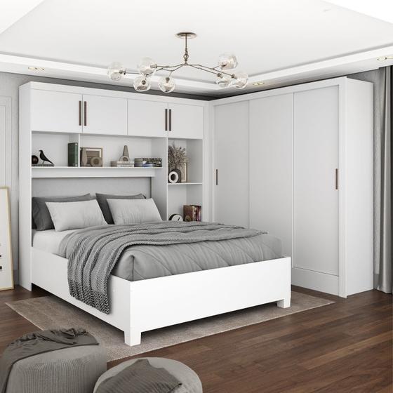 Imagem de Guarda-roupa Casal Modulado 4 Portas com Cama Santiago 3 Portas 5 Gavetas