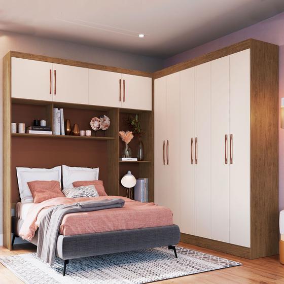 Guarda-roupa Casal Modulado Athenas 10 Portas 4 Gavetas Off White/nogueira - Doripel Menor preço em Guarda-roupa Casal Modulado Athenas 10 Portas 4 Gavetas Off White/nogueira - Doripel