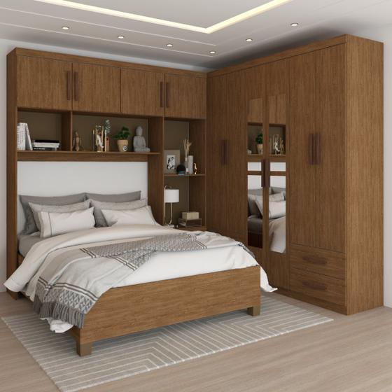 Guarda-Roupa Casal Modulado com Cama Paradise 10 Portas com Espelho 6gavetasfreijó - Panorama Móveis Menor preço em Guarda-Roupa Casal Modulado com Cama Paradise 10 Portas com Espelho 6gavetasfreijó - Panorama Móveis