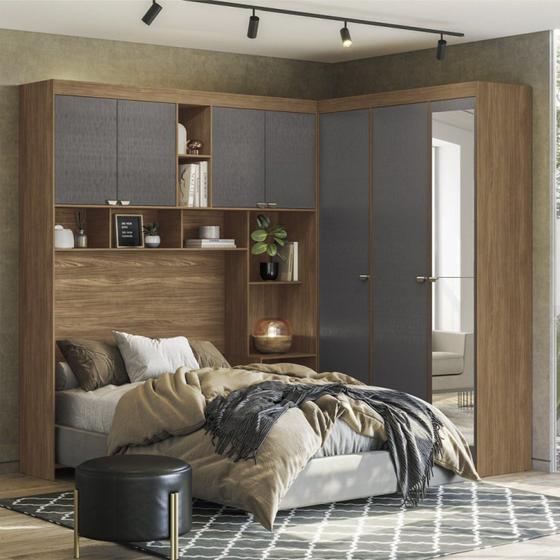 Guarda-roupa Casal Modulado Lugano com Espelho - Santos Andirá Imagem de Guarda-roupa Casal Modulado Lugano com Espelho