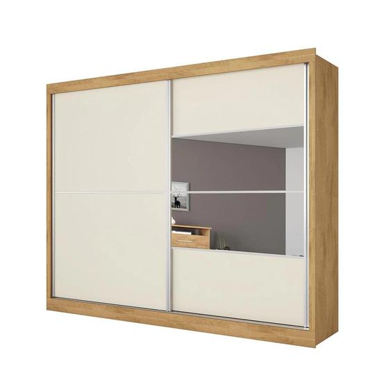 Guarda-Roupa Casal Móveis Europa LONDON Flex com Espelho, 2 Portas de Correr e 4 Gavetas Menor preço em Guarda-Roupa Casal Móveis Europa LONDON Flex com Espelho, 2 Portas de Correr e 4 Gavetas