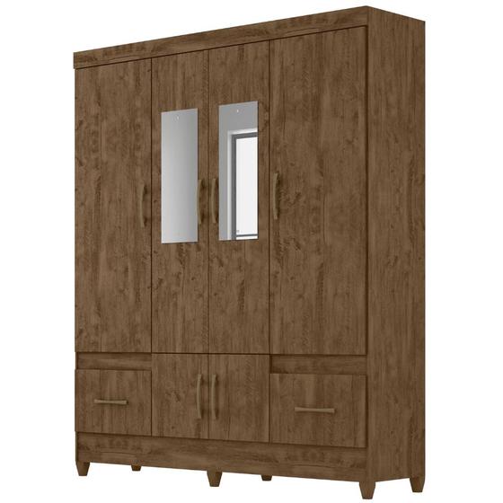 Imagem de Guarda Roupa Casal MS912 Com Espelho 6 Portas Castanho Wood Moval