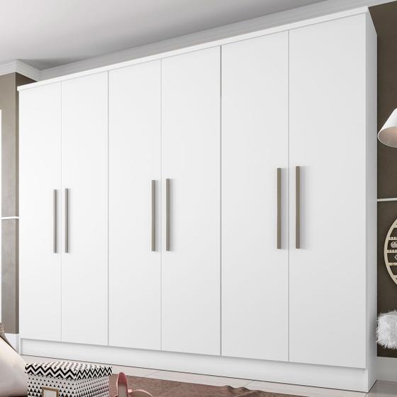 Guardaroupa Casal Munique 6 Portas 2 Gavetas Branco Fama Móveis