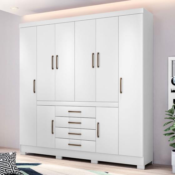 Imagem de Guarda-Roupa Casal New Realce 8 Portas 3 Gavetas Branco - Demóbile