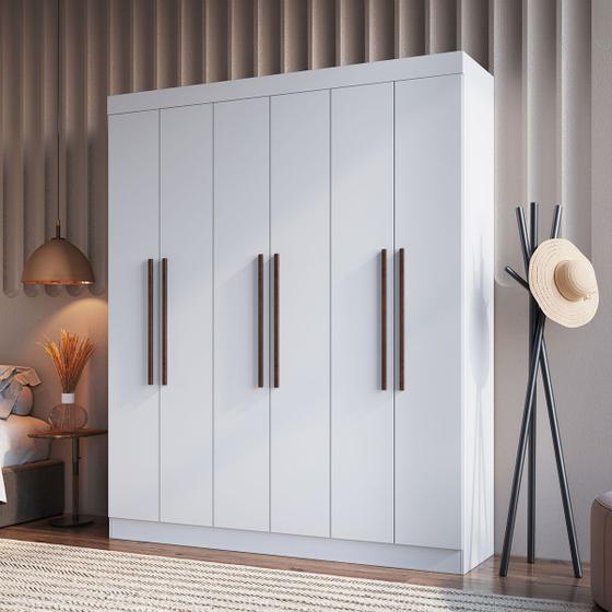 Imagem de Guarda-Roupa Casal New York 6 Portas 2 Gavetas 100% Mdf Branco - Doripel