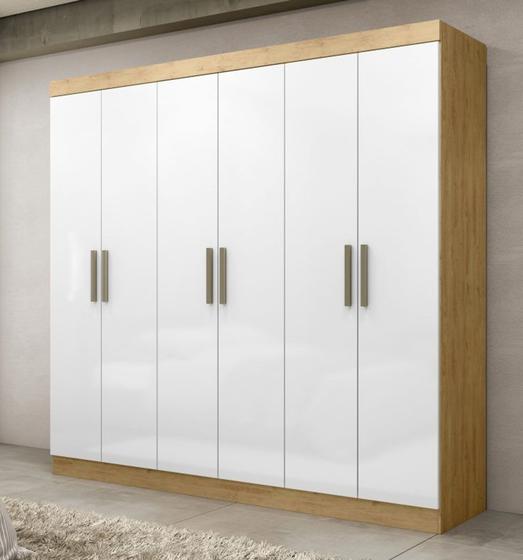 Guarda Roupa Casal Paris Maxel Capuccino/Branco 6 Portas De Bater 2 Gavetas Menor preço em Guarda Roupa Casal Paris Maxel Capuccino/Branco 6 Portas De Bater 2 Gavetas