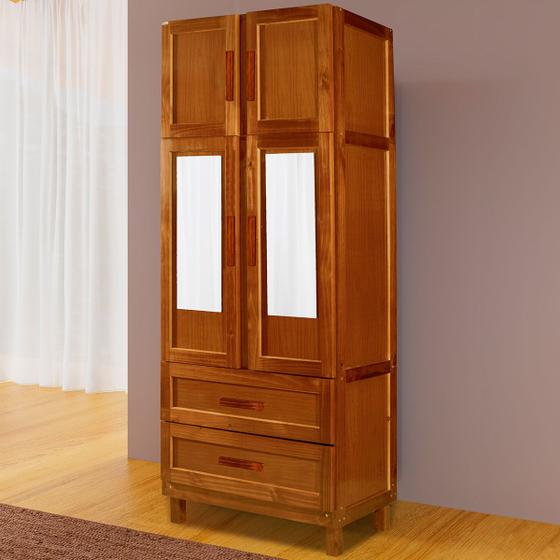 Imagem de Guarda-Roupa Casal Piauí 4 Portas 2 Gavetas 1 Prateleira com Espelhoclean Ypê - Rodmóveis