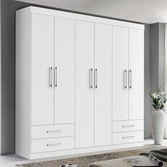 Guarda Roupa Casal Porto Branco 6 Portas 4 Gavetas Minastex Menor preço em Guarda Roupa Casal Porto Branco 6 Portas 4 Gavetas Minastex