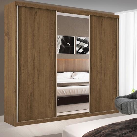 Imagem de Guarda Roupa Casal Premium Sky 205,9cm com com Espelho 3 Portas 4 Gavetas Espresso