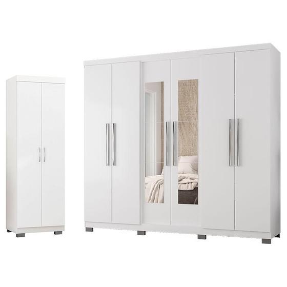 Imagem de Guarda Roupa Casal Prime 7000 e Multiuso 6020 Branco com New Pés - Araplac