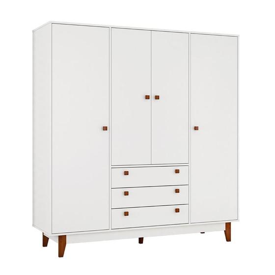 Imagem de Guarda-Roupa Casal Retrô 4 PT 3 GV Branco